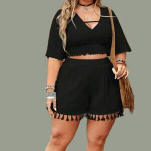 Boho plus size short set sz 0X